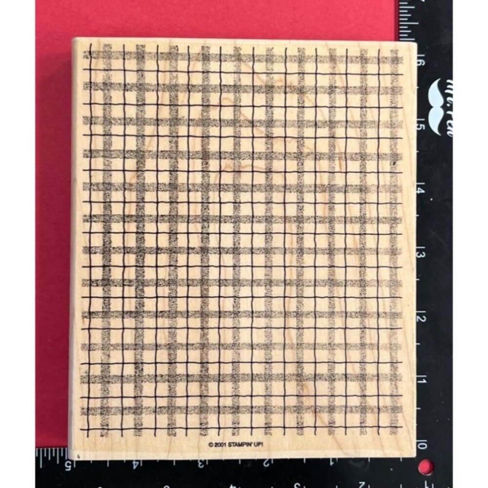 Stampin Up Stipple Plaid Wood Mounted Background Rubber Stamp 2001